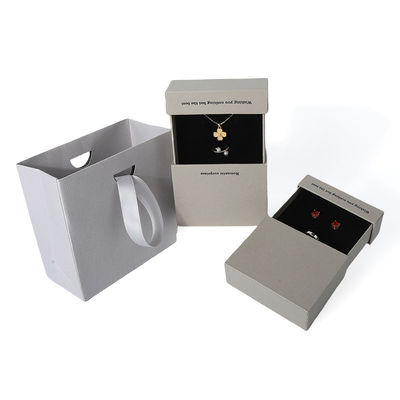 China fabricação por atacado de alta qualidade colarinho brincos pulseira caixa de anel embalagem de jóias personalizado personalizado Eco Amigável cartão papel cinza gaveta de jóias caixa com logotipo