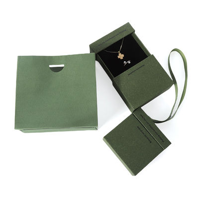 China fabricação por atacado de alta qualidade Colar Brinco Pulseira caixa de anel Embalagem de joias Personalizado Personalizado Ecológico Papelão Papel verde Gaveta Caixa de joias com logotipo