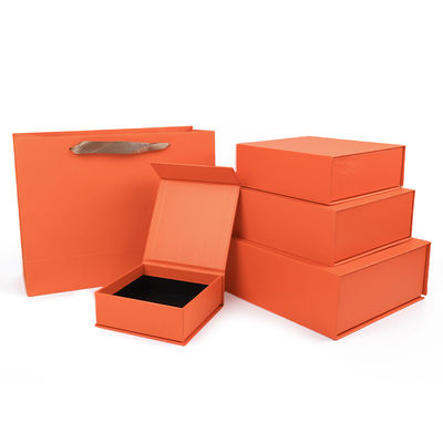 Fabricação por atacado de alta qualidade Embalagem de caixa de presente magnética Logotipo personalizado luxuoso Ecológico Papelão Papel laranja Caixa de joias magnética