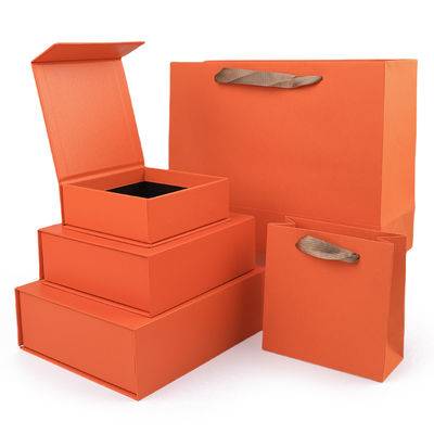 Fabricação por atacado de alta qualidade Embalagem de caixa de presente magnética Logotipo personalizado luxuoso Ecológico Papelão Papel laranja Caixa de joias magnética
