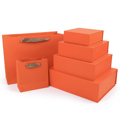 Fabricação por atacado de alta qualidade Embalagem de caixa de presente magnética Logotipo personalizado luxuoso Ecológico Papelão Papel laranja Caixa de joias magnética