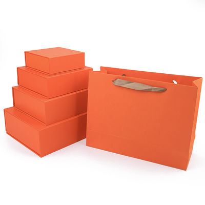 Fabricação por atacado de alta qualidade Embalagem de caixa de presente magnética Logotipo personalizado luxuoso Ecológico Papelão Papel laranja Caixa de joias magnética