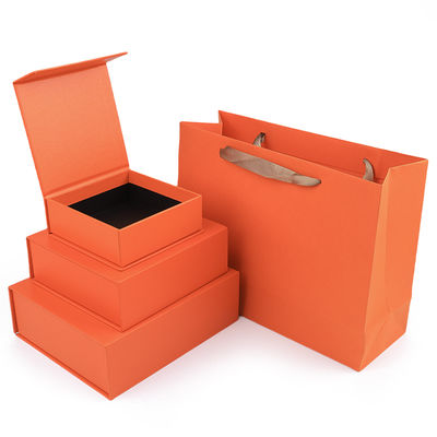 Fabricação por atacado de alta qualidade Embalagem de caixa de presente magnética Logotipo personalizado luxuoso Ecológico Papelão Papel laranja Caixa de joias magnética