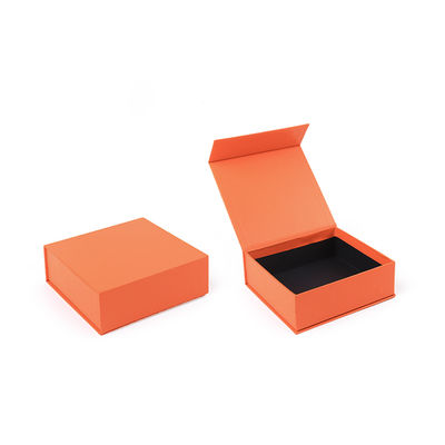 Fabricação por atacado de alta qualidade Embalagem de caixa de presente magnética Logotipo personalizado luxuoso Ecológico Papelão Papel laranja Caixa de joias magnética