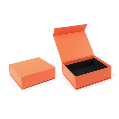 Fabricação por atacado de alta qualidade Embalagem de caixa de presente magnética Logotipo personalizado luxuoso Ecológico Papelão Papel laranja Caixa de joias magnética