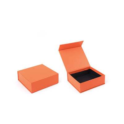 Fabricação por atacado de alta qualidade Embalagem de caixa de presente magnética Logotipo personalizado luxuoso Ecológico Papelão Papel laranja Caixa de joias magnética