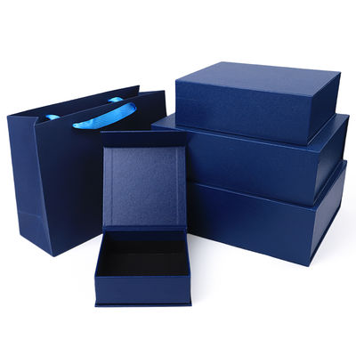 Fabricação por atacado de alta qualidade Embalagem de caixa de presente magnética Logotipo personalizado luxuoso Ecológico Papelão Papel azul Caixa de joias magnética