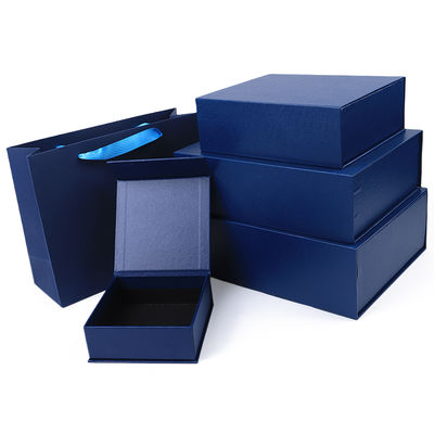 Fabricação por atacado de alta qualidade Embalagem de caixa de presente magnética Logotipo personalizado luxuoso Ecológico Papelão Papel azul Caixa de joias magnética