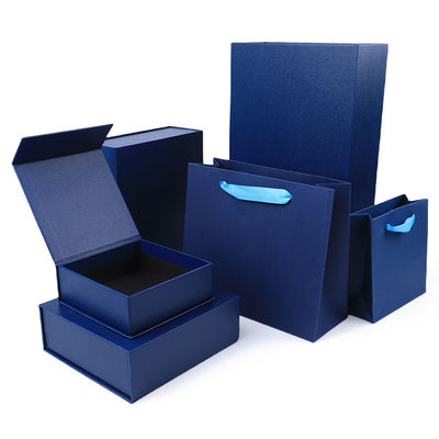 Fabricação por atacado de alta qualidade Embalagem de caixa de presente magnética Logotipo personalizado luxuoso Ecológico Papelão Papel azul Caixa de joias magnética