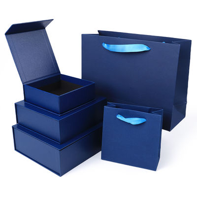 Fabricação por atacado de alta qualidade Embalagem de caixa de presente magnética Logotipo personalizado luxuoso Ecológico Papelão Papel azul Caixa de joias magnética