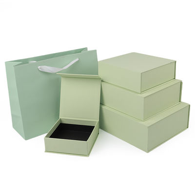 Fabricação por atacado de alta qualidade Caixa de presente magnética Logotipo personalizado luxuoso Ecológico verde claro Caixa de papel magnética para joias