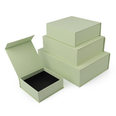 Fabricação por atacado de alta qualidade Caixa de presente magnética Logotipo personalizado luxuoso Ecológico verde claro Caixa de papel magnética para joias
