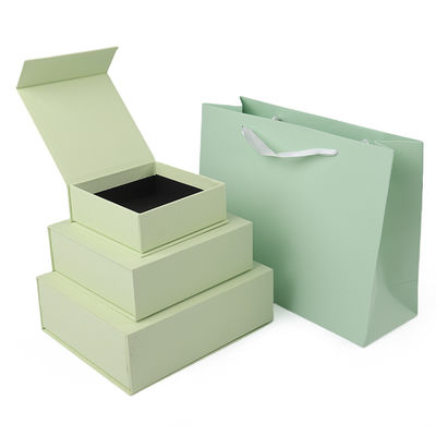Fabricação por atacado de alta qualidade Caixa de presente magnética Logotipo personalizado luxuoso Ecológico verde claro Caixa de papel magnética para joias