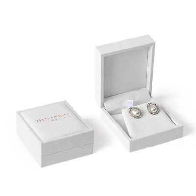 Caixa de joias quadrada branca de veludo de alta qualidade para embalagem de pulseira, colar e anel