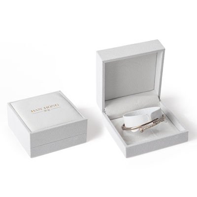 Caixa de joias quadrada branca de veludo de alta qualidade para embalagem de pulseira, colar e anel