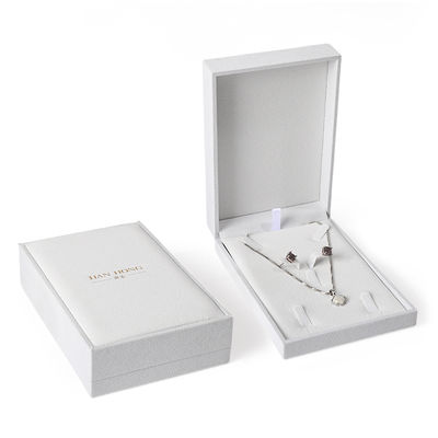 Caixa de joias quadrada branca de veludo de alta qualidade para embalagem de pulseira, colar e anel