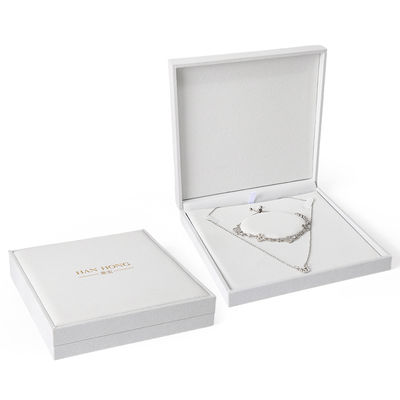 Caixa de joias quadrada branca de veludo de alta qualidade para embalagem de pulseira, colar e anel