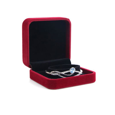 OEM ODM High End Velvet Jewelry Box logotipo personalizável de luxo Red Velvet Jewelry Box
