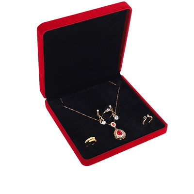 OEM ODM High End Velvet Jewelry Box logotipo personalizável de luxo Red Velvet Jewelry Box