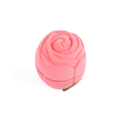 caixa de anel de joia de flor de rosa de veludo vermelho de alta qualidade personalizável para o Dia dos Namorados