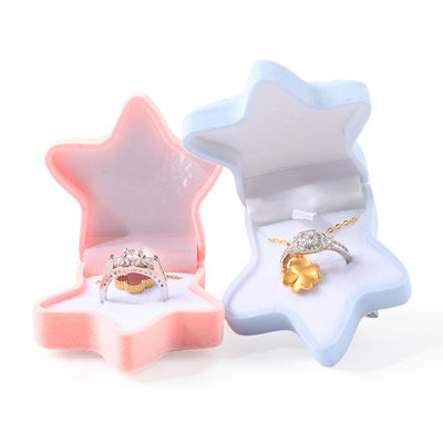 OEM personalizado flip estrela de mar anel de veludo caixa de joias embalagem com logotipo