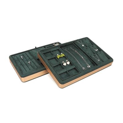 Bandejas de joias de veludo de luxo OEM com logotipo personalizado Organizador de joias Conjunto de joias Exibição