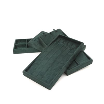 Bandejas de joias de veludo de luxo OEM com logotipo personalizado Organizador de joias Conjunto de joias Exibição