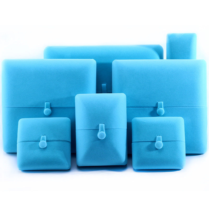 Sky Blue Velvet Hanhong Custom Logotipo de Joias Caixa de Embalagem para Pulseira Brincos Regalo