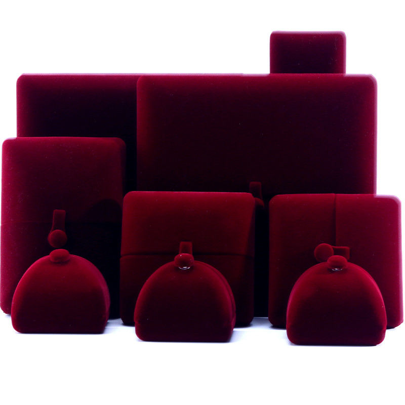 Caixa de jóias de veludo vermelho para pulseiras de luxo brincos e colares