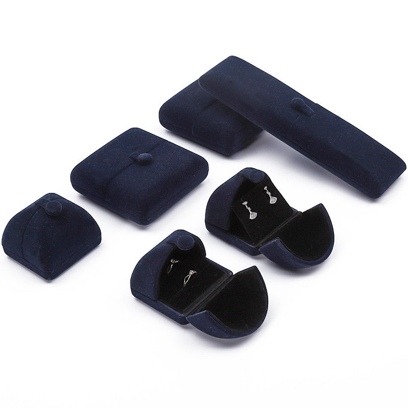 China fabricação por atacado de alta qualidade Caixa de embalagem de joias Personalizado luxuoso Caixa grande de conjunto de joias Colar Pulseira Brincos Anel embalagem artesanal azul veludo porta dupla Caixa de joias com logotipo