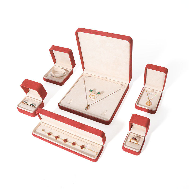 Embalagem Premium Vermelha para Joias com Impressão 3D para Conjunto Grande de Colar, Pulseira, Brincos e Anel