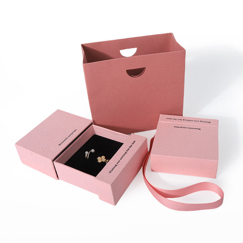 China fabricação por atacado de alta qualidade Colar Brinco Pulseira caixa de anel Embalagem de joias Personalizado Personalizado Ecológico Papelão Papel rosa Gaveta Caixa de joias com logotipo