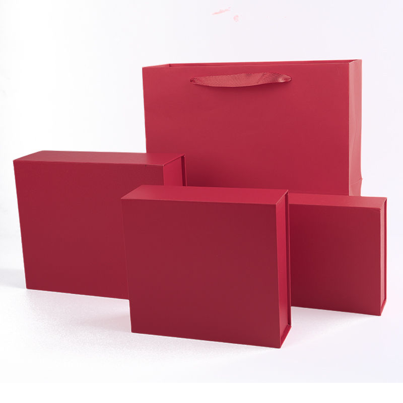 Fabricação por atacado de alta qualidade Embalagem de caixa de presente magnética Logotipo personalizado luxuoso Ecológico Papelão Papel vermelho Caixa de joias magnética
