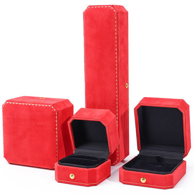Logotipo personalizado Embalagem de jóias de veludo vermelho para brincos pendentes Pulseira Colar de anel