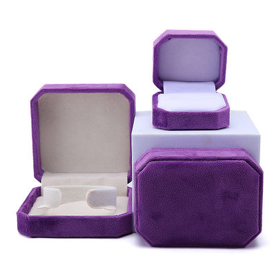 Pacote de jóias Personalizado Forma octogonal Flannelette roxo Caixa para colar Bracelet Ring