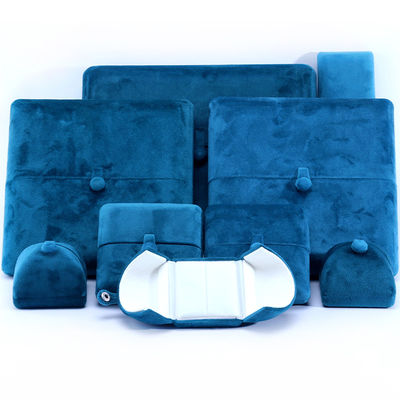 Caixa de jóias de veludo azul feita à mão para pulseiras, brincos, anéis de colarinho 10*10*3cm Tamanho
