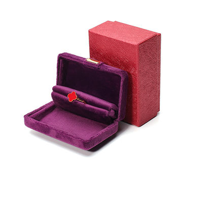 Logotipo personalizado Luxury Purple Velvet Jewelry Box para brincos Bracelet Necklace Ring