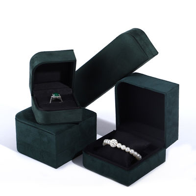 Pacote de joias de couro de microfibra verde de luxo para brincos e anéis da Hanhong