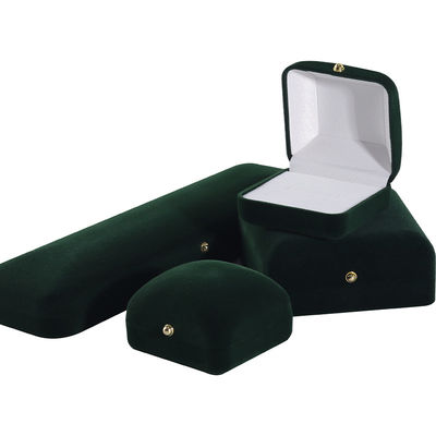 Wholesale Manufacturing Luxury handmade Jewelry Box packaging Personalized Custom logotipo high end Colarinho verde escuro Pulseira Brincos Anel Packaging Velvet Jewelry Box