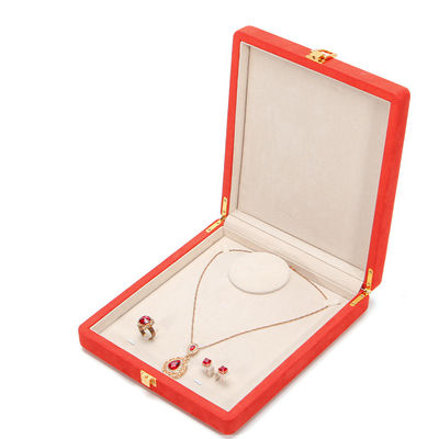 Caixa de embalagem de jóias de couro de microfibra laranja personalizada Hanhong para colar de pérolas de luxo