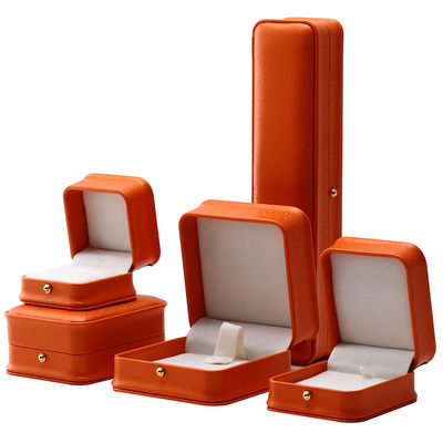 Orange Snow Grain Noble PU Couro Caixa de jóias para embalagem de armazenamento de luxo