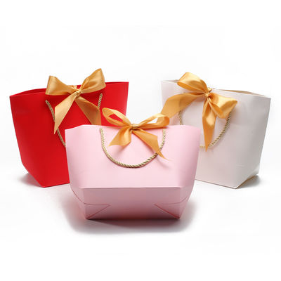 Compacto Papel de cartão magnífico Tote Bag Ornamento de Bowknot para aniversário