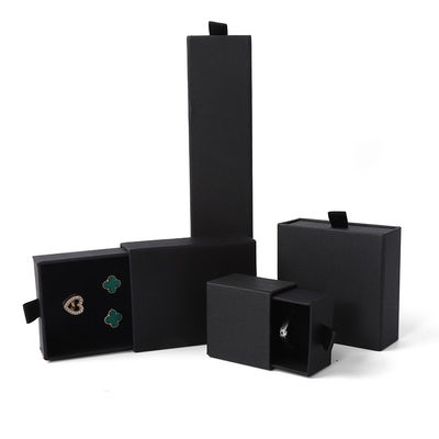 Caixa de joias retangular ecológica de papel quadrado rosa com gaveta Caixa de joias