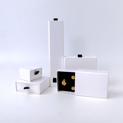 Caixa de joias retangular ecológica de papel quadrado branco com gaveta Caixa de joias