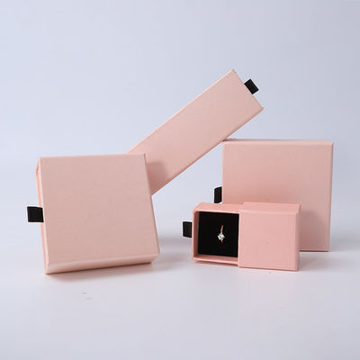 Caixa de joias retangular ecológica de papel quadrado rosa com gaveta Caixa de joias