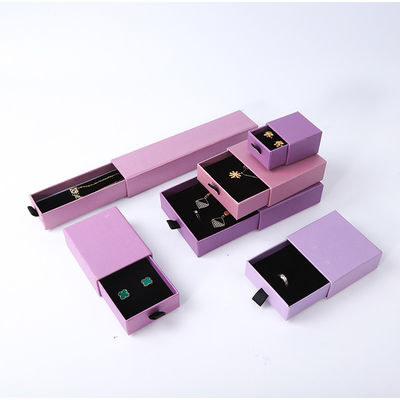 Fabricação por atacado Eco Amigável presente de alta qualidade Caixa de jóias Personalizado Custom Ring Necklace Brinco Pulseira Embalagem Papel de Papel Roxo Caixa de jóias com logotipo