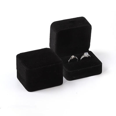 Caixa de anel de casamento personalizado de veludo preto Duplo Eco-friendly