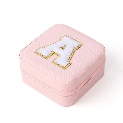 Caixa portátil de guarda de jóias de cor rosa de couro em PU