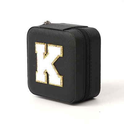 Luxury Jewellery Gift Storage Box Custom Logo Portátil Pequeno Couro Preto Organizador de Viagem Case