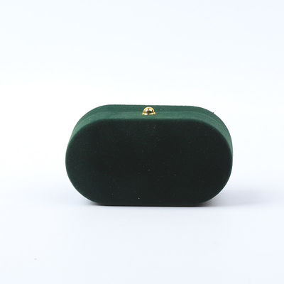 Wholesale Manufacturing Luxury Jewelry Box Personalized Custom Green Velvet Jewelry Packaging Engajamento de casamento caixa de anel duplo com logotipo